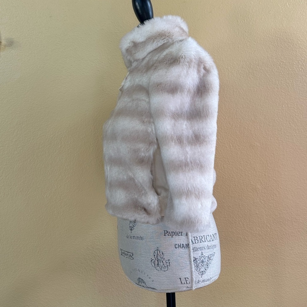 Juicy Couture Rare Cream Faux Fur Jacket With Leather Petite Excellent Condition - Picture 5 of 13
